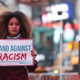 Members of MoveOn.org Political Action stand outside the studios of Good Morning America in New York City on March 16, 2016, to broadcast messages of love, dignity and equality and stand up against the hate, racism and incitement of violence that the group says has become a hallmark of Donald Trump’s presidential campaign.
Thos Robinson/Getty Images for MoveOn.org Political Action